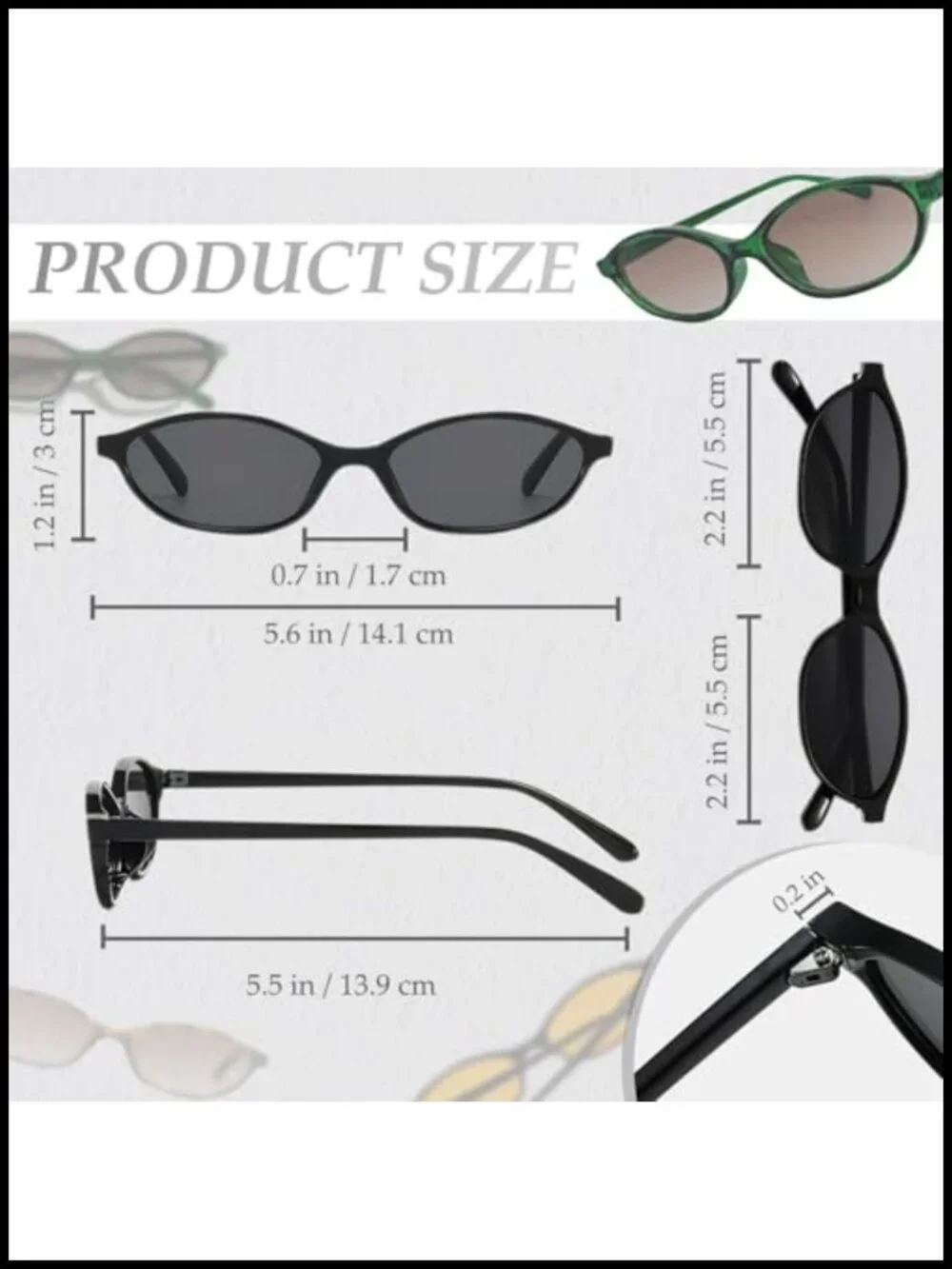 Retro Oval Cat Eye Sunglasses UV Protection Trendy Y2K Thin Frame